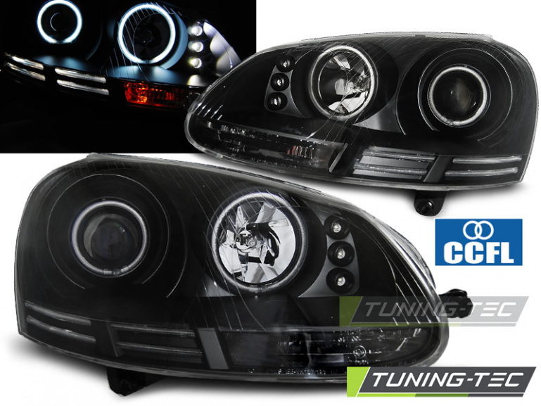 CCFL Angel Eyes Scheinwerfer für VW Golf 5 03-09 schwarz